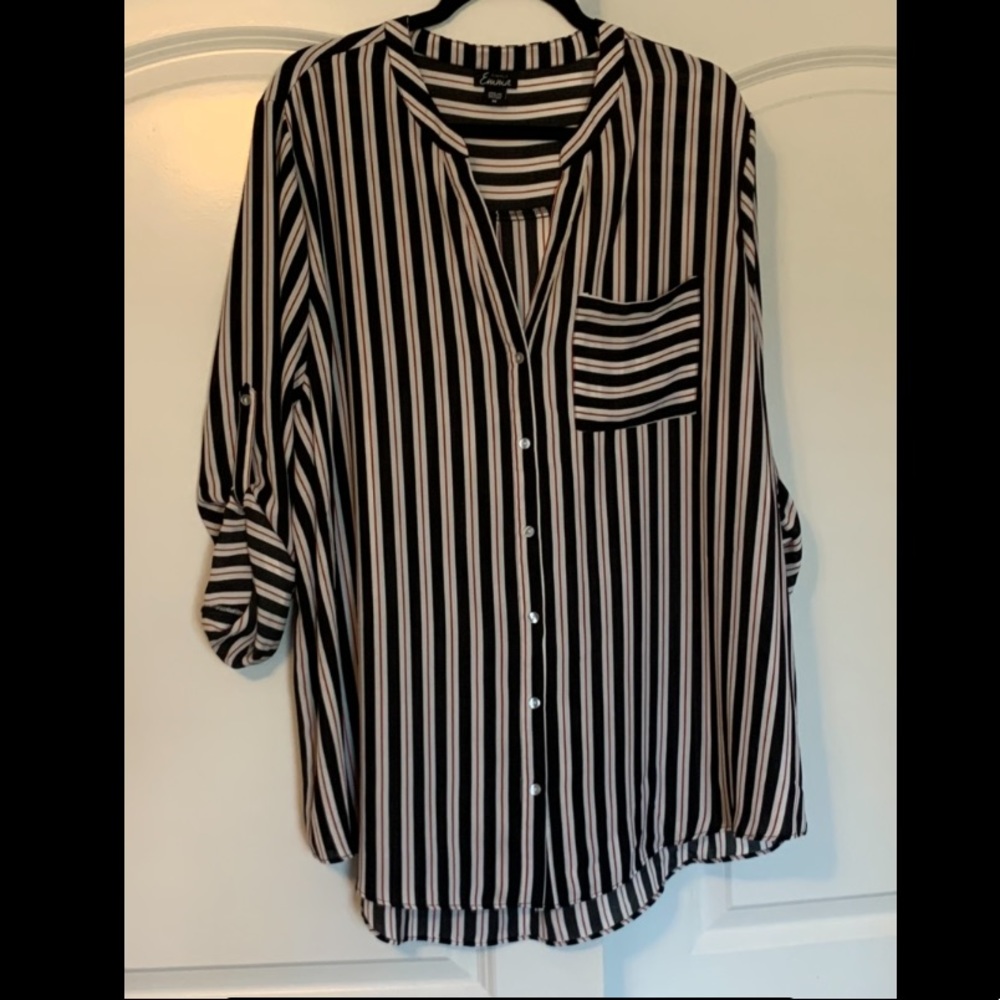 Black, Red, & White Striped Shirt